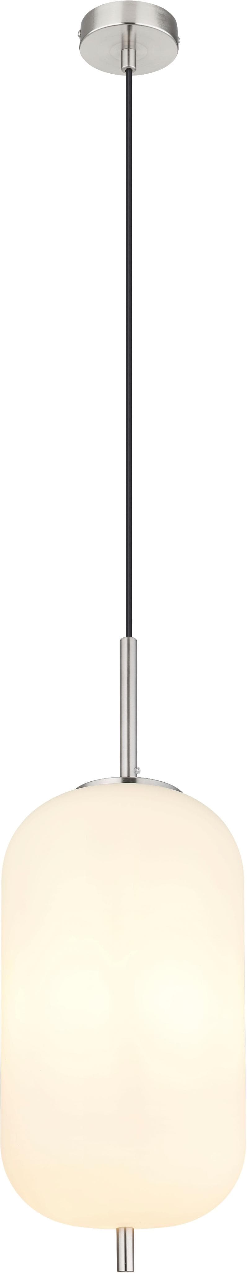 Globo Hängeleuchte BLACKY I Nickel Matt Glas Opal