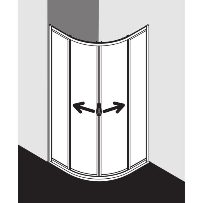 Duschkabine Viertelkreis Silber, ESG, KermiClean