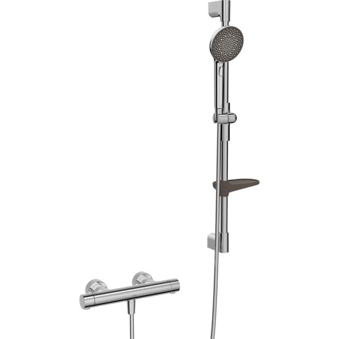 Hansa HANSAPRISMA Duschsystem 48130421 mit Thermostat, Wandmontage, 770mm, chrom