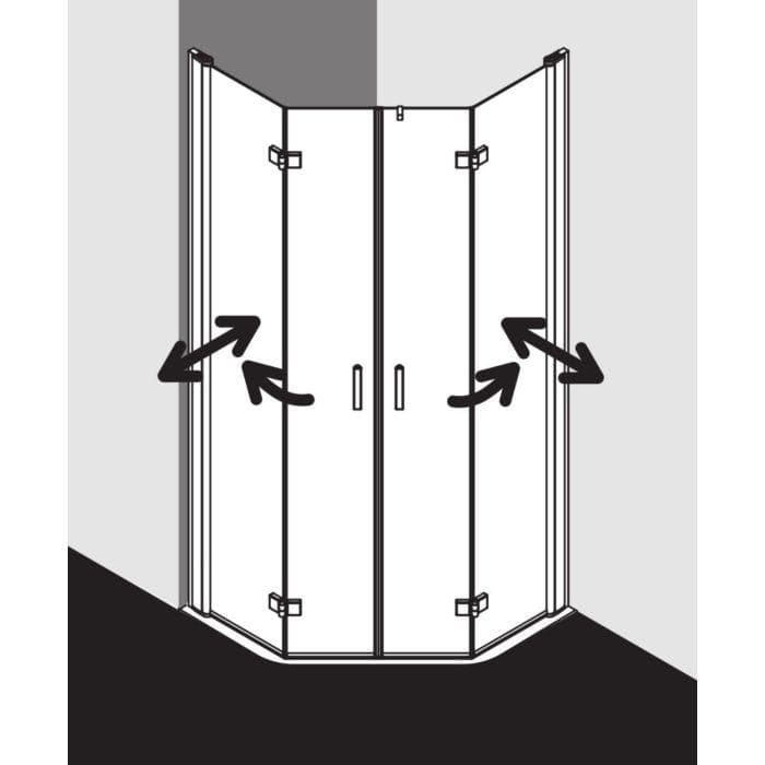 Hochglänzende Dusche aus Glas, Aluminium und Metall