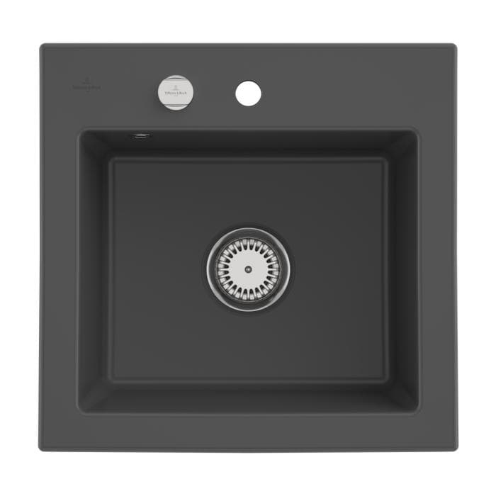 Einbauspüle aus Keramik in Graphit, Subway-Stil