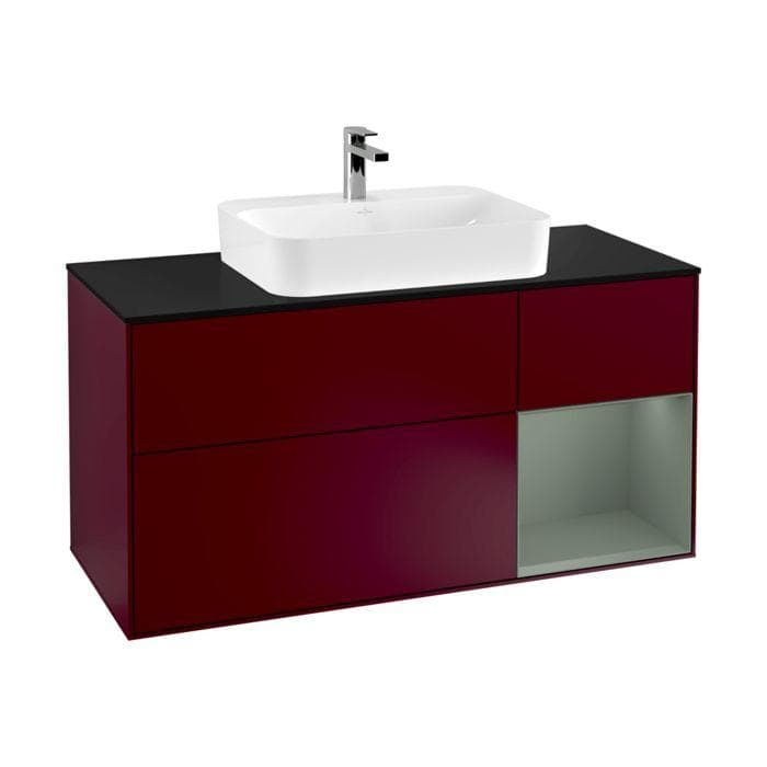 Villeroy und Boch Finion Waschtischunterschrank 120cm Schwarz Matt LED-Beleuchtung