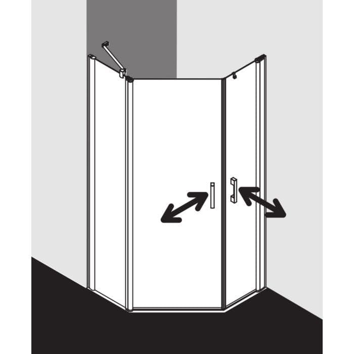 Kermi Pega Fünfeck-Duschkabine 100x100x200cm Silber Hochglanz