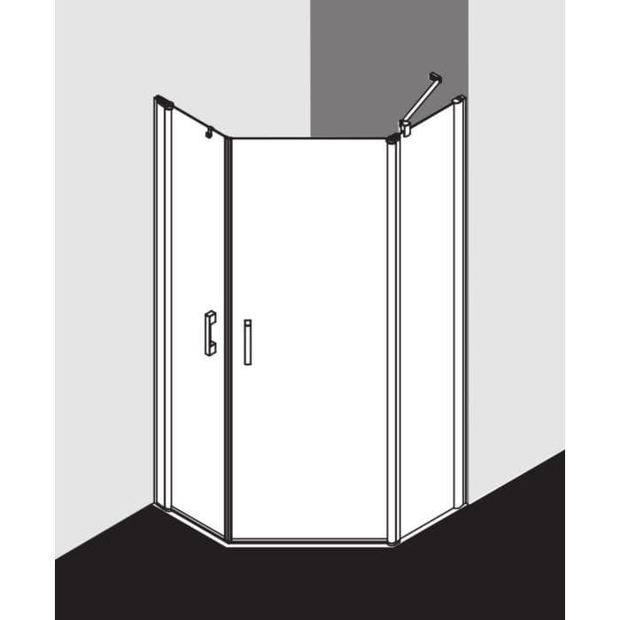 Kermi Pega Fünfeck-Duschkabine 90x90x185cm Silber Hochglanz