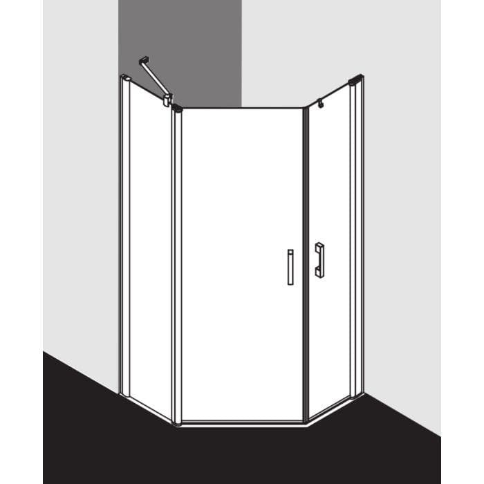 Kermi Pega Fünfeck-Duschkabine 90x90x200cm Silber Hochglanz