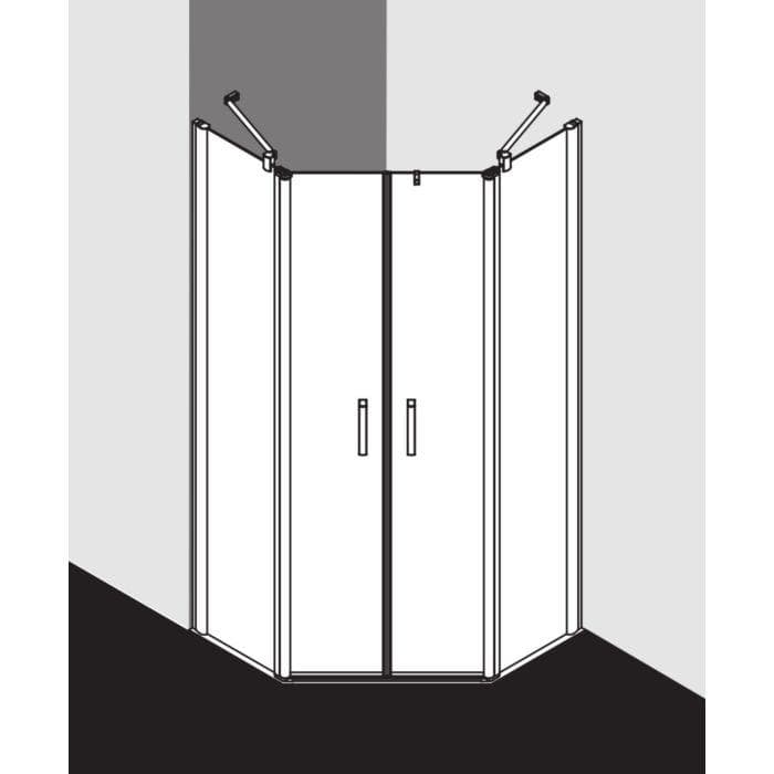 Kermi Pega Fünfeck-Duschkabine 100x100x185cm Silber Hochglanz