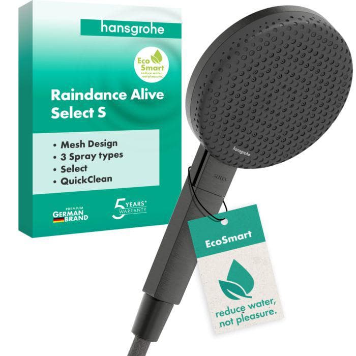 Hansgrohe Handbrause 24511340 Wassersparend 125mm Duschkopf 3 Strahlarten Brushed Black Chrome