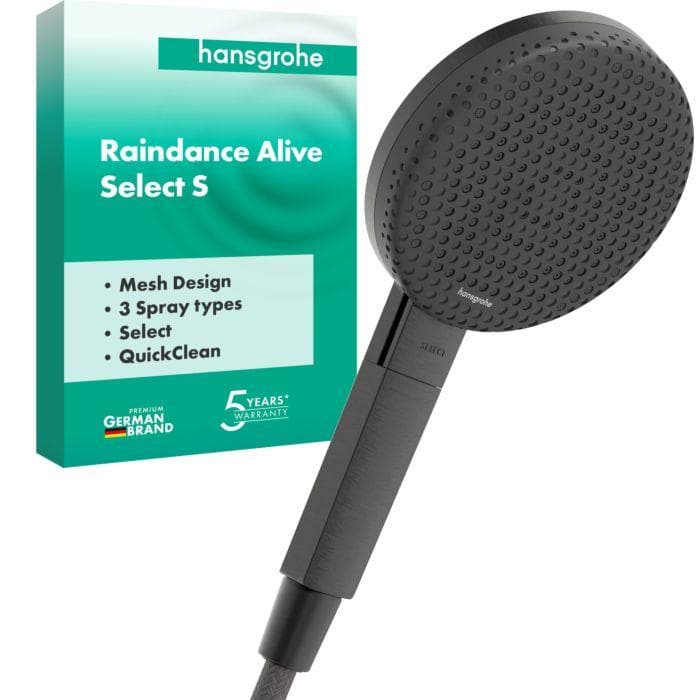 Hansgrohe Raindance Alive Select S 24500340 125mm Duschkopf 3 Strahlarten Brushed Black Chrome