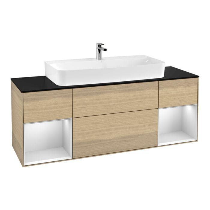 Villeroy und Boch Finion Waschtischunterschrank 160cm Schwarz Matt LED-Beleuchtung