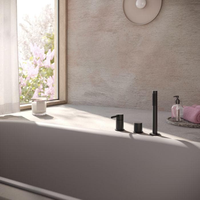 Herzbach DEEP BLACK Dreiloch-Wannenarmatur 18.022025.2.12 Schwarz Matt