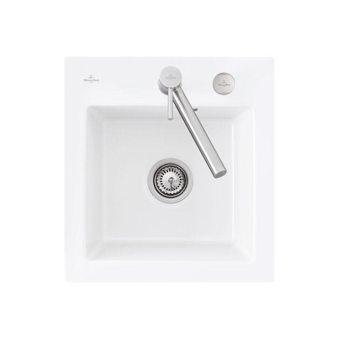 Villeroy und Boch Subway Flächenbündige Spüle 67812FR1 mit Ablaufgarnitur und Exzenterbetätigung Weiß