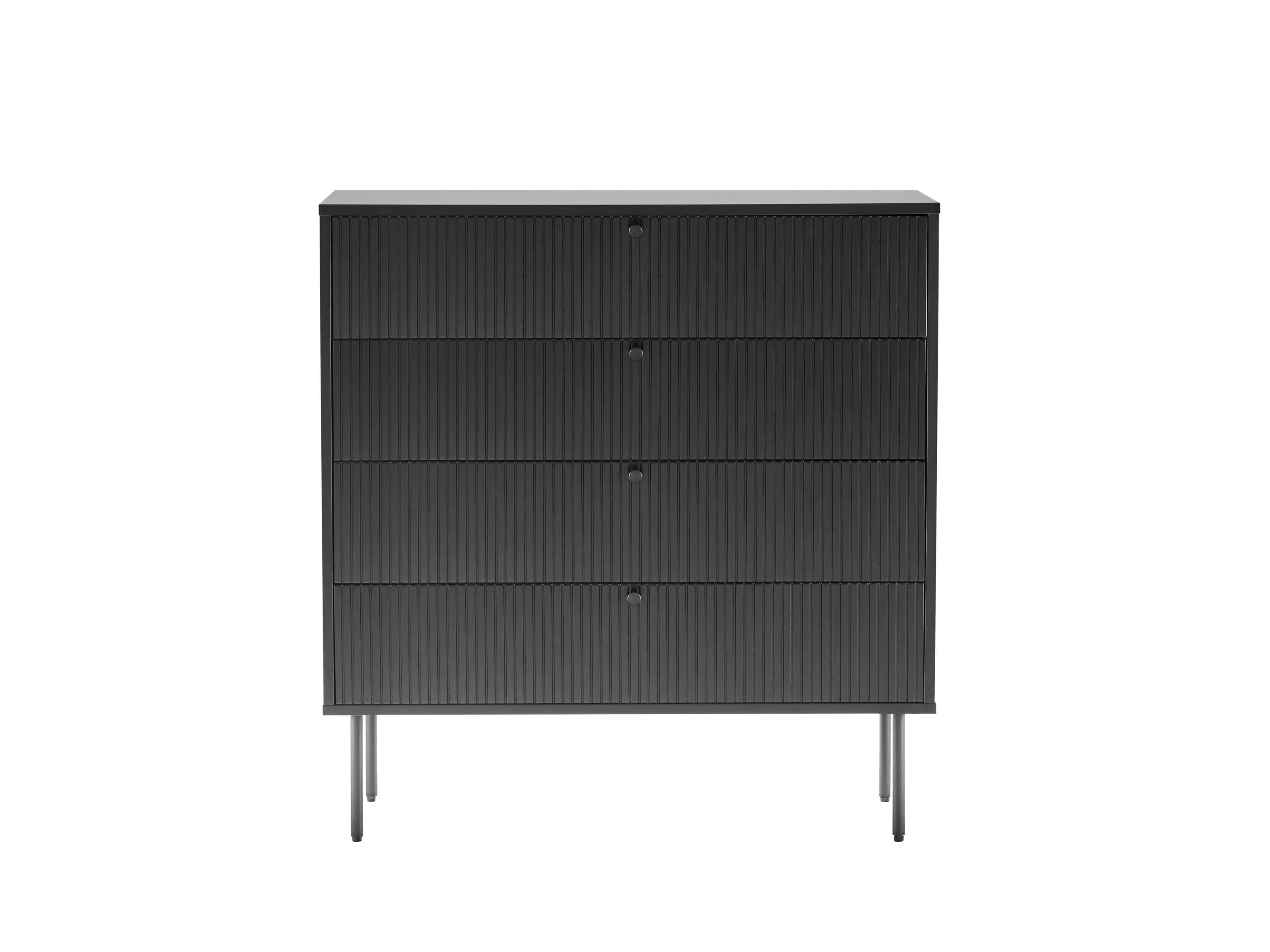 Melamin-Kommode mit 4 Schubladen auf Metallfüßen