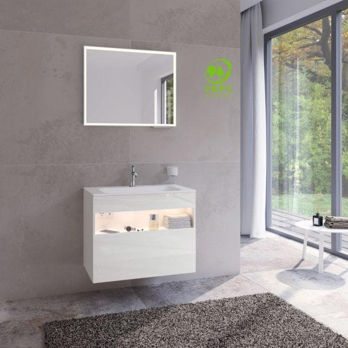 Waschtisch-Unterschrank Stageline Weiß Kunststoff Glas 80x62,5x49 cm