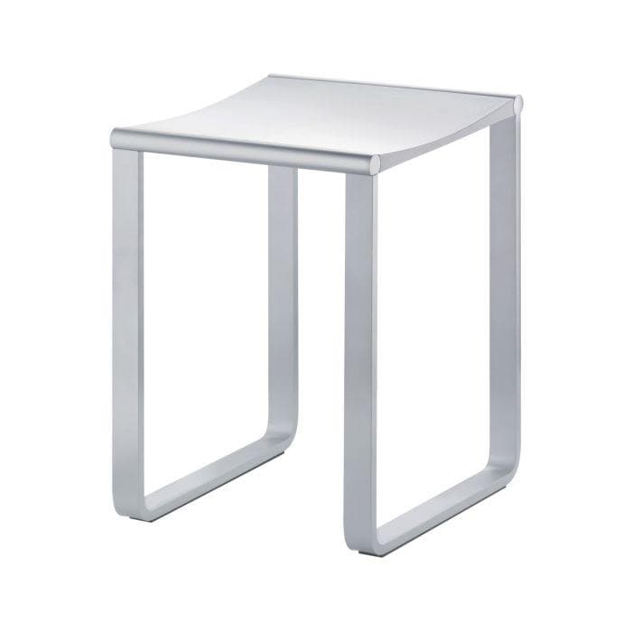 Chrom-Badhocker mit weißer Sitzfläche