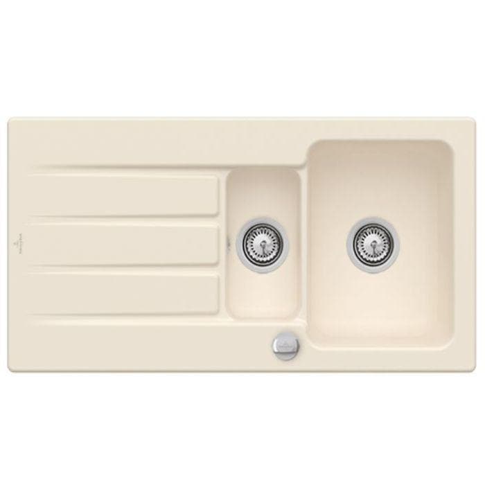 Villeroy & Boch Architectura Einbauspüle 336502FU mit Ablaufgarnitur und Exzenterbetätigung, Ivory