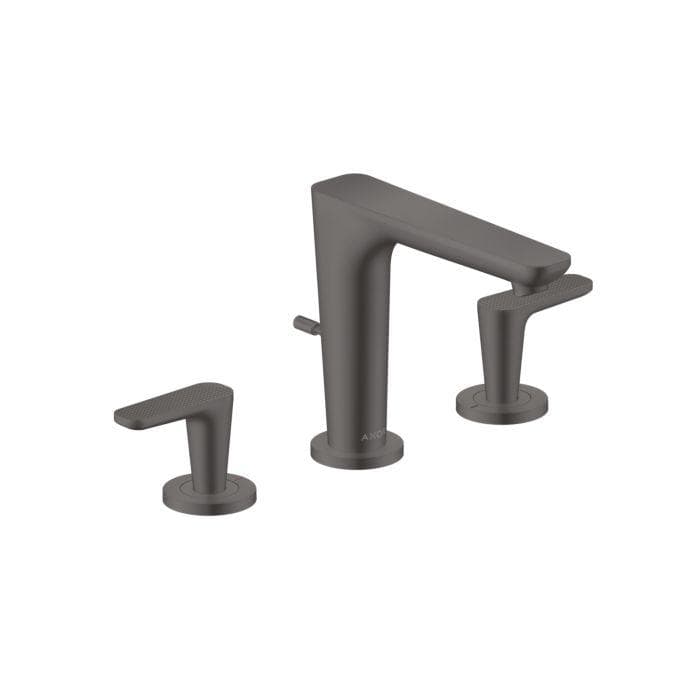 Hansgrohe Axor Citterio C Waschtisch-3-Loch-Armatur 49061340 cubic cut, brushed black chrome, Ausladung 135mm, Zugstangen Ablaufgarnitur