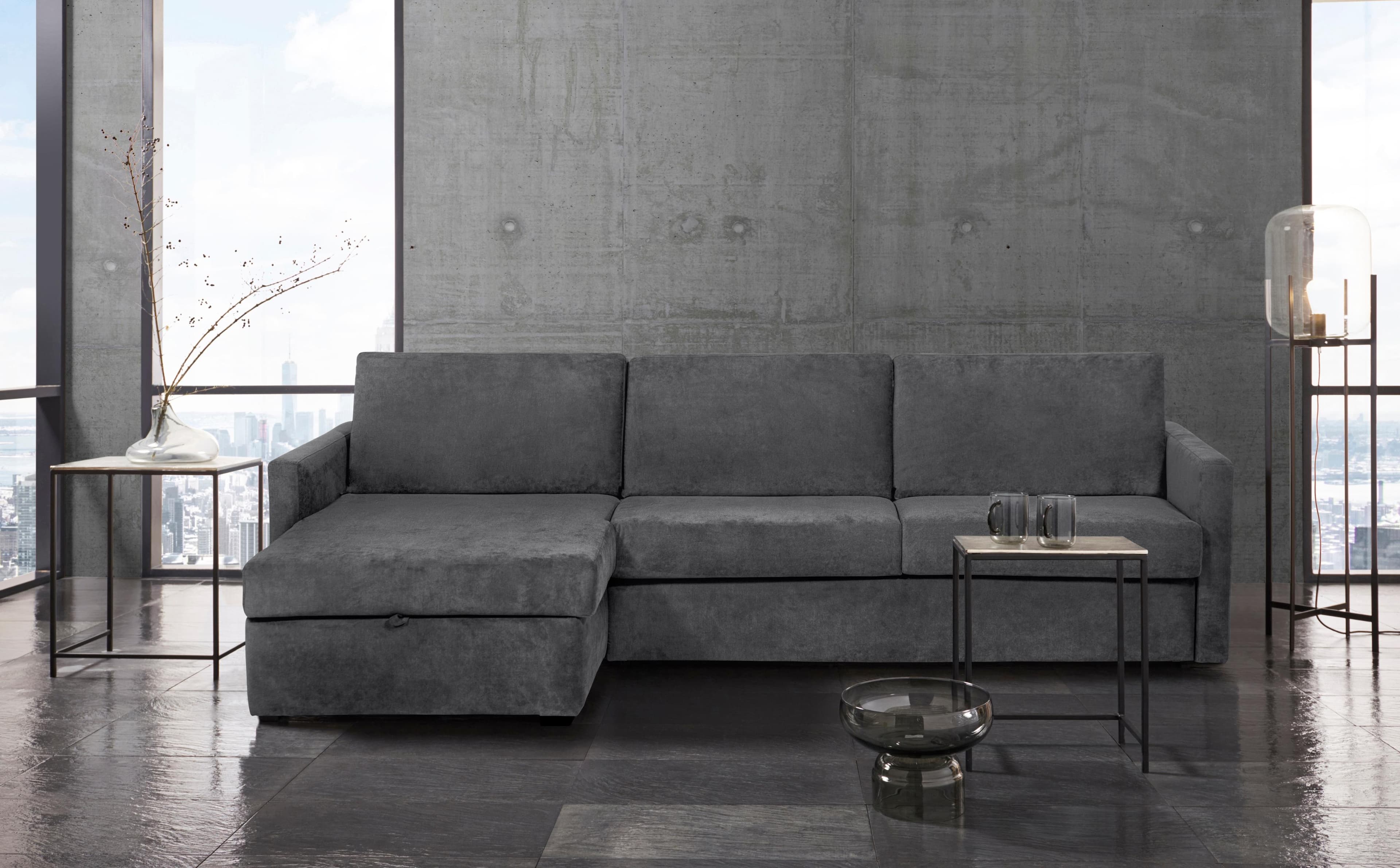 HOME AFFAIRE GOLDPOINT Ecksofa Schlafsofa Anthrazit L-Form
