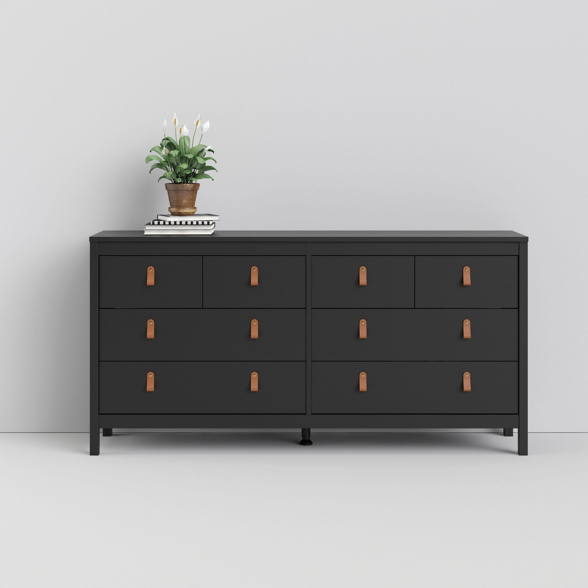 HOME AFFAIRE Kommode Madrid Schwarz Matt 8 Schubladen