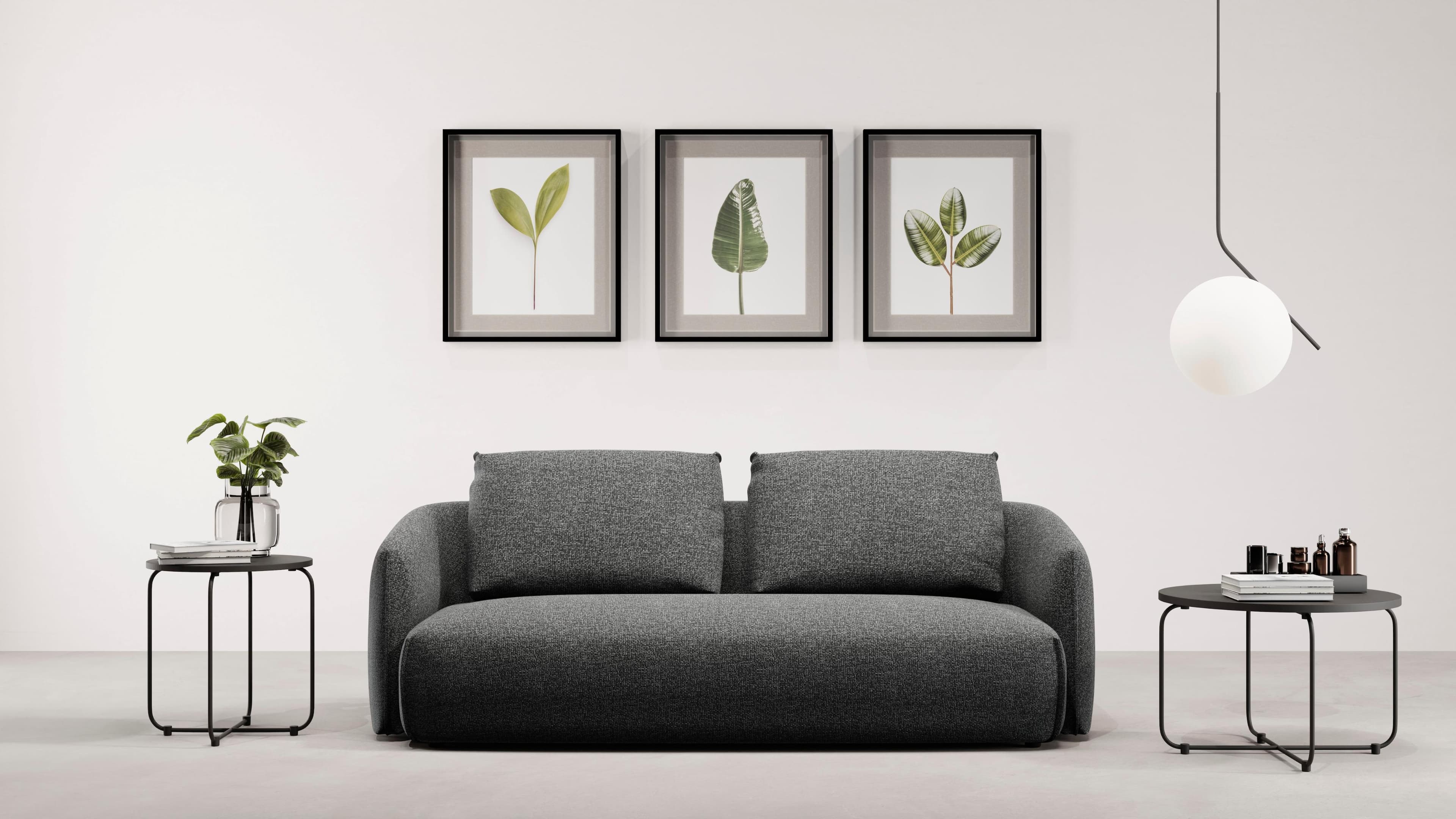 Trendmanufaktur Shawn Designsofa 3-Sitzer Schwarz