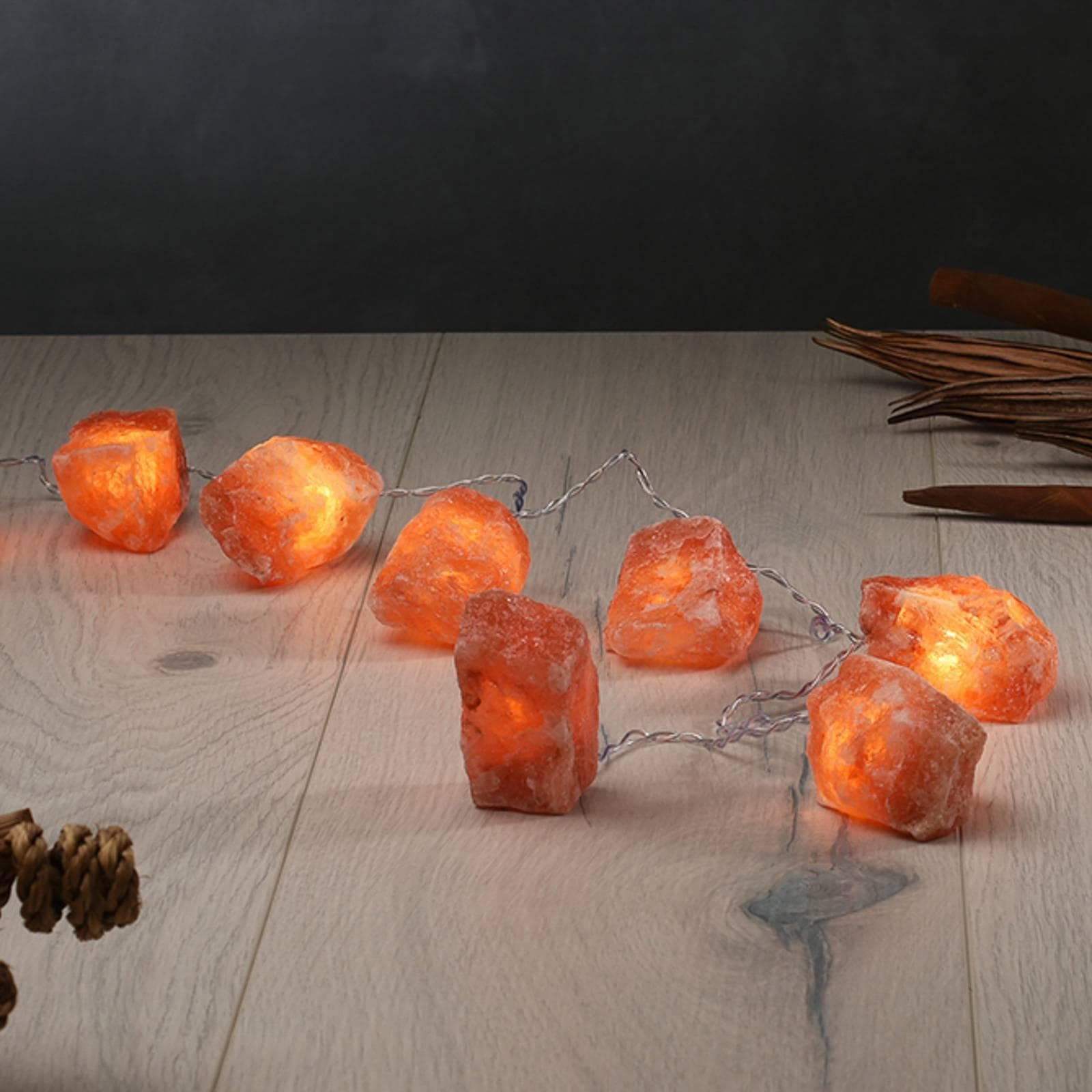 Lichterkette Leuchtkristalle Rock Salzkristalle Bernstein