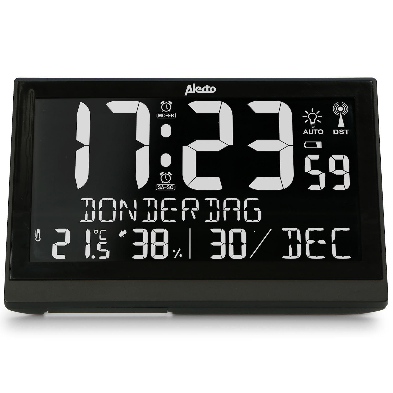 Alecto AK-70 Große Digitale Uhr Thermometer Hygrometer Schwarz