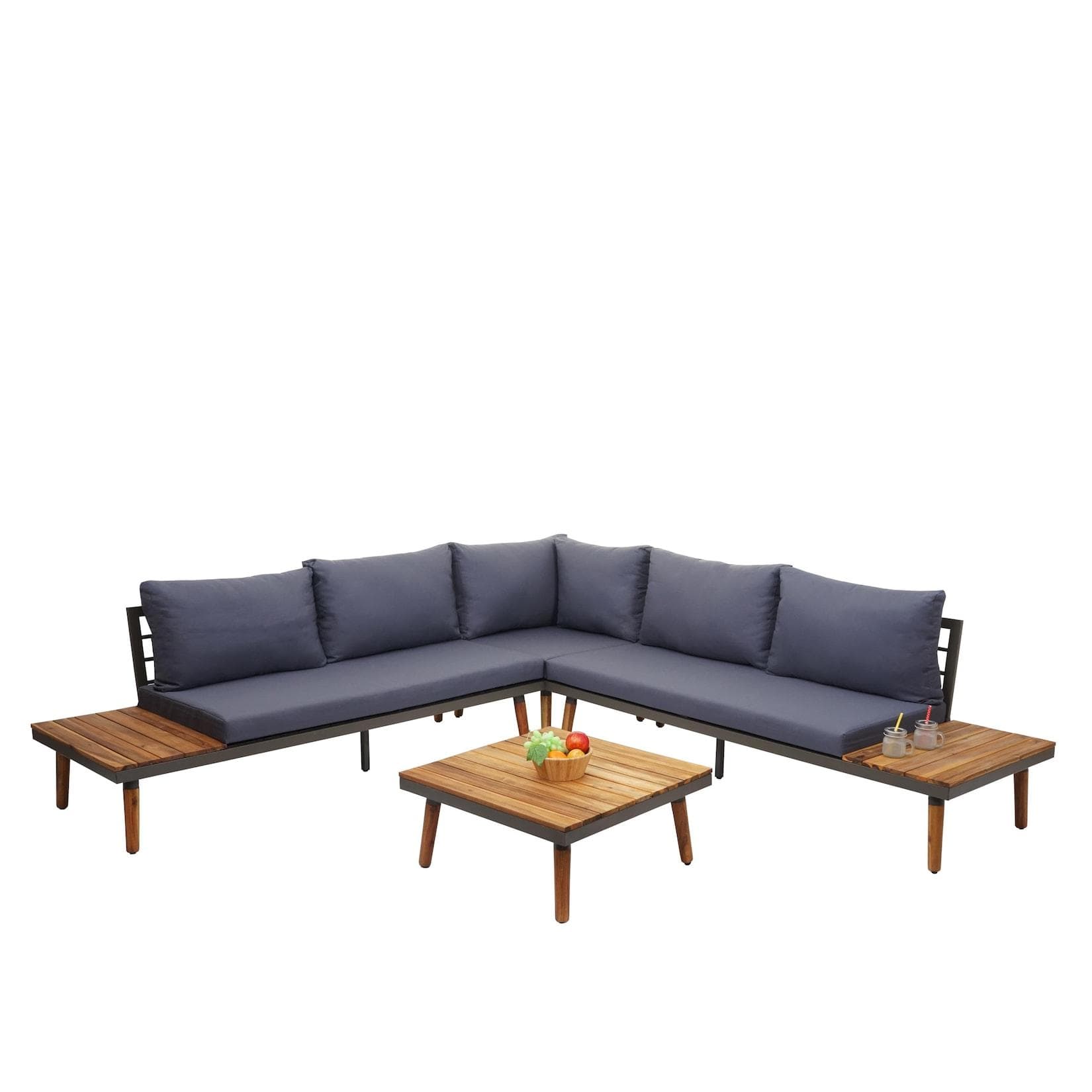 MCW Garten-Garnitur MCW-E97 Lounge-Set Sofa Akazie Holz MVG-zertifiziert Grau
