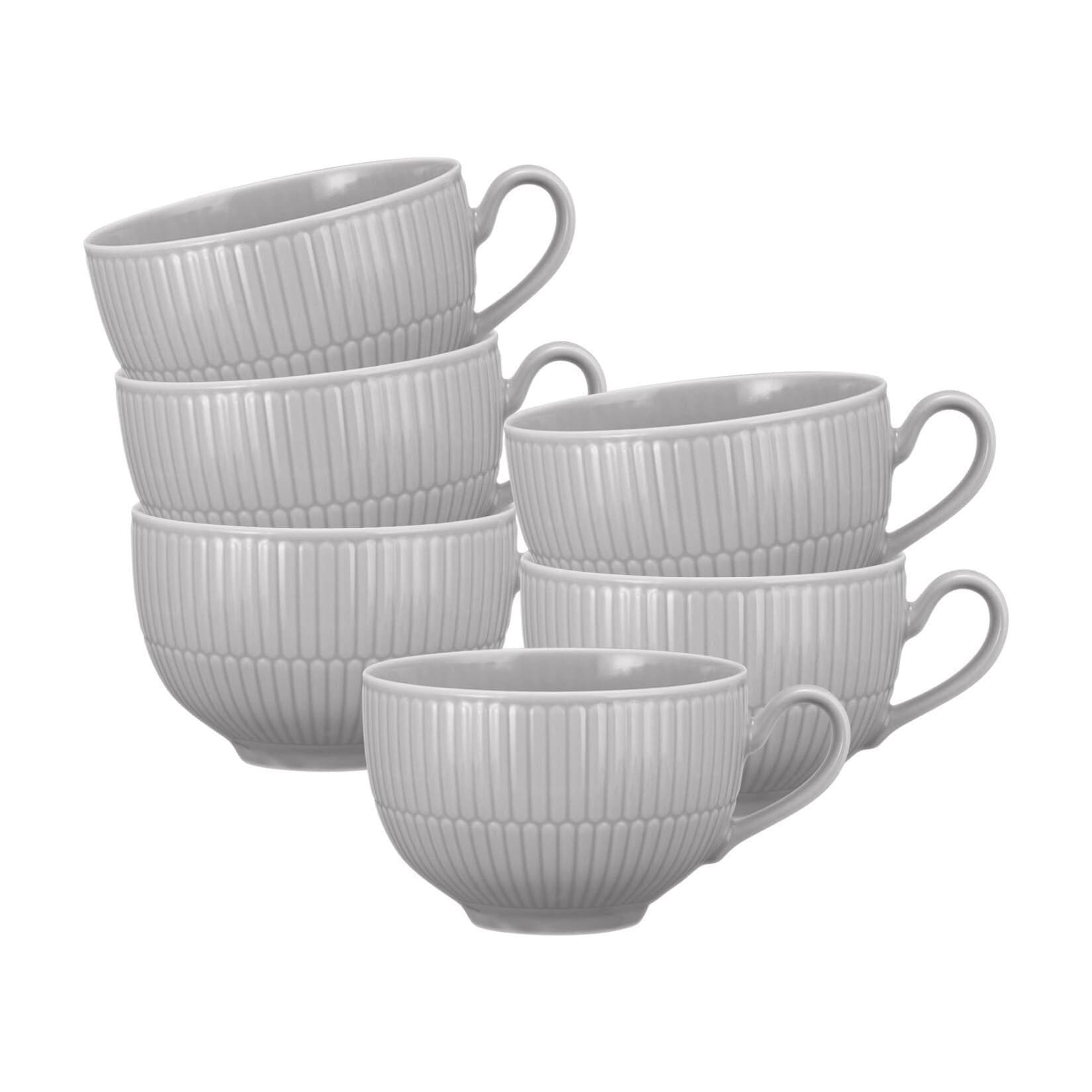 Seltmann Weiden Milchkaffeetassen Amina 0,35 l 6er Set Grau Porzellan