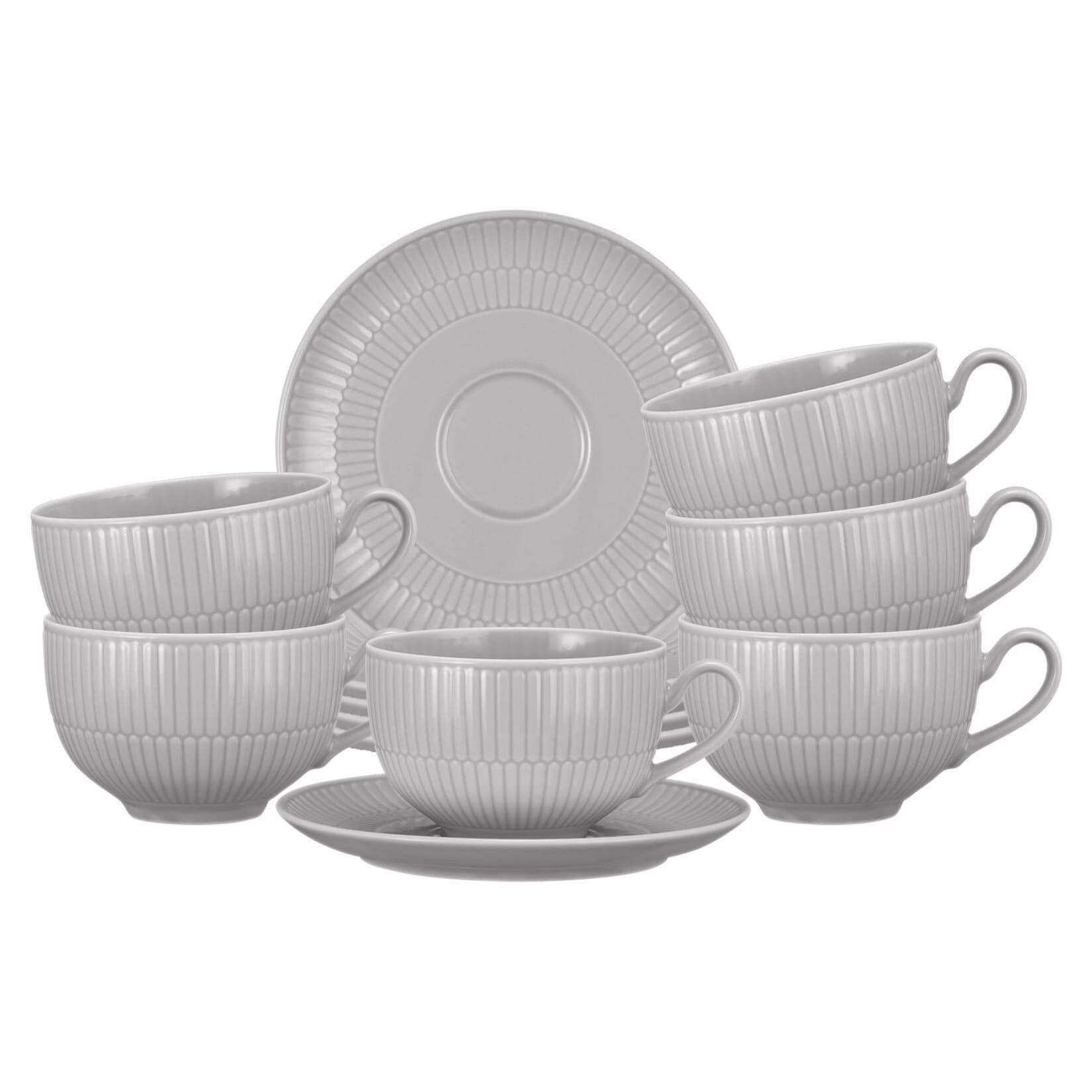 Seltmann Weiden Milchkaffeetassen Amina 350 ml 6er Set Grau Porzellan