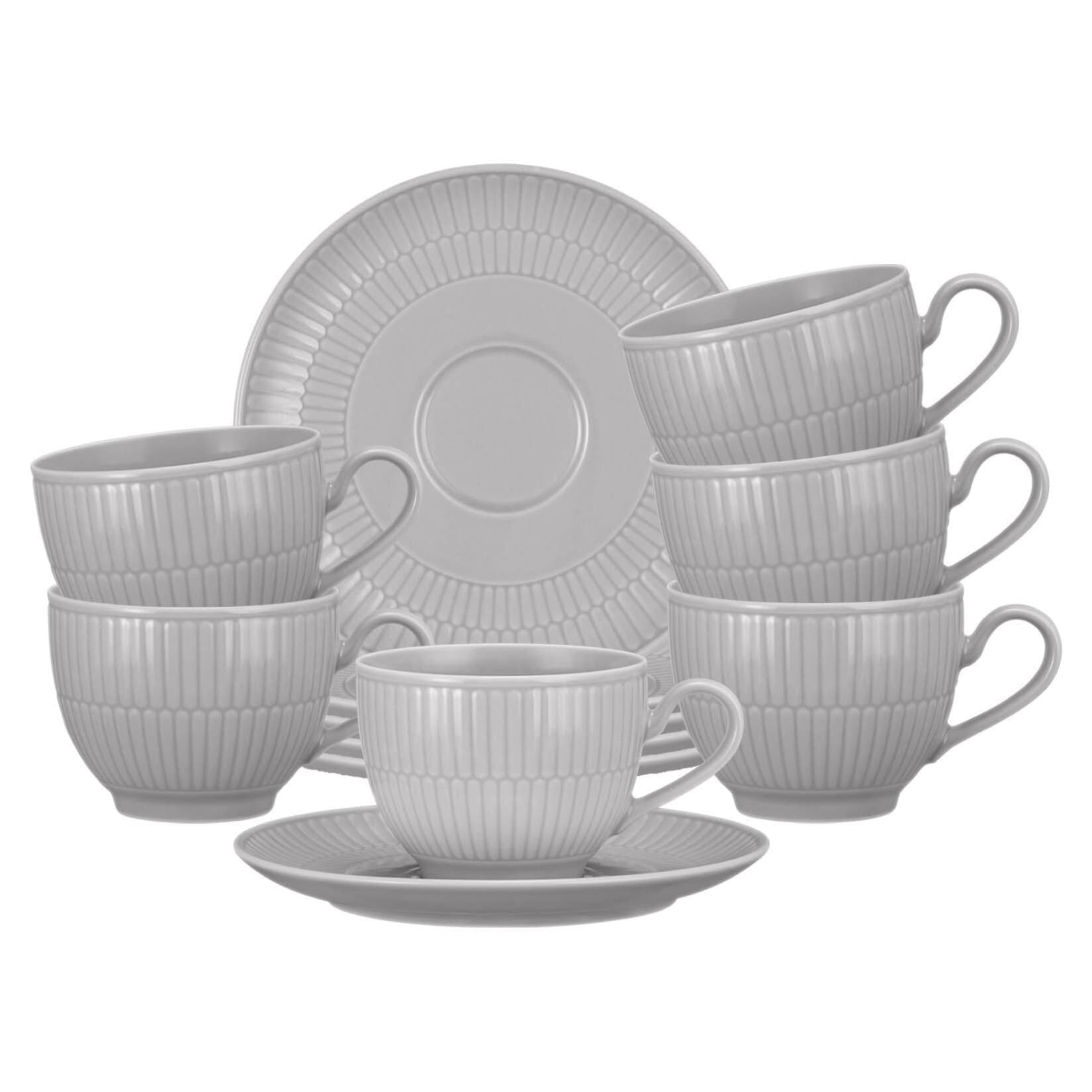 Seltmann Weiden Kaffeetassen-Set Amina 12-tlg. Grau Porzellan