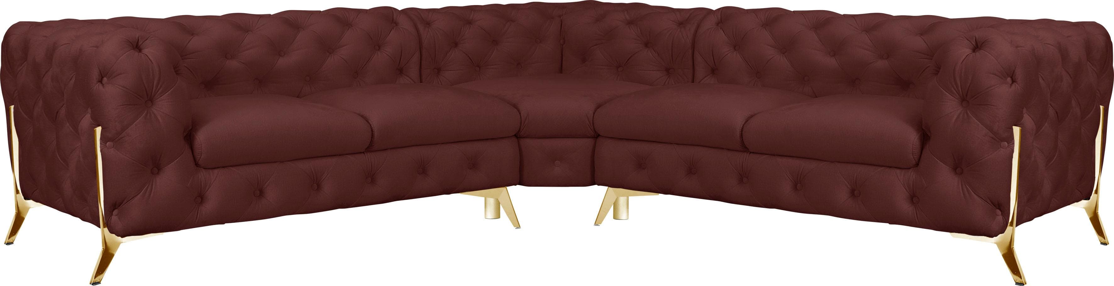 HOME AFFAIRE Chesterfield-Sofa L-Form Rosa Samtoptik