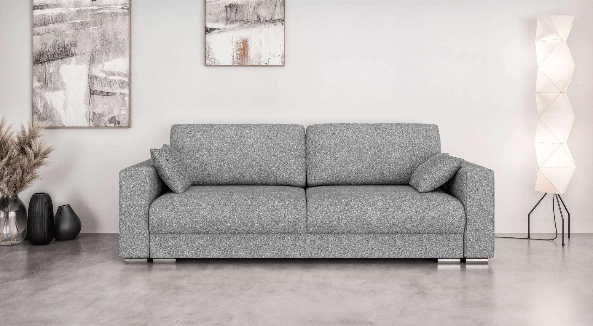 HOME AFFAIRE Stevinson Schlafsofa 3-Sitzer mit Bettkasten Hellgrau