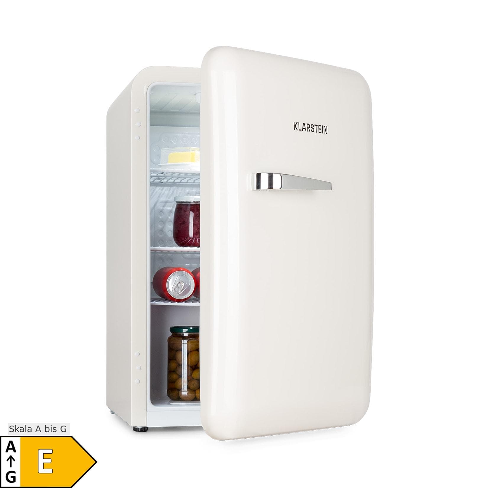 Klarstein Audrey Retro-Kühlschrank 70 Liter 3 Regale 2 Türfächer Creme