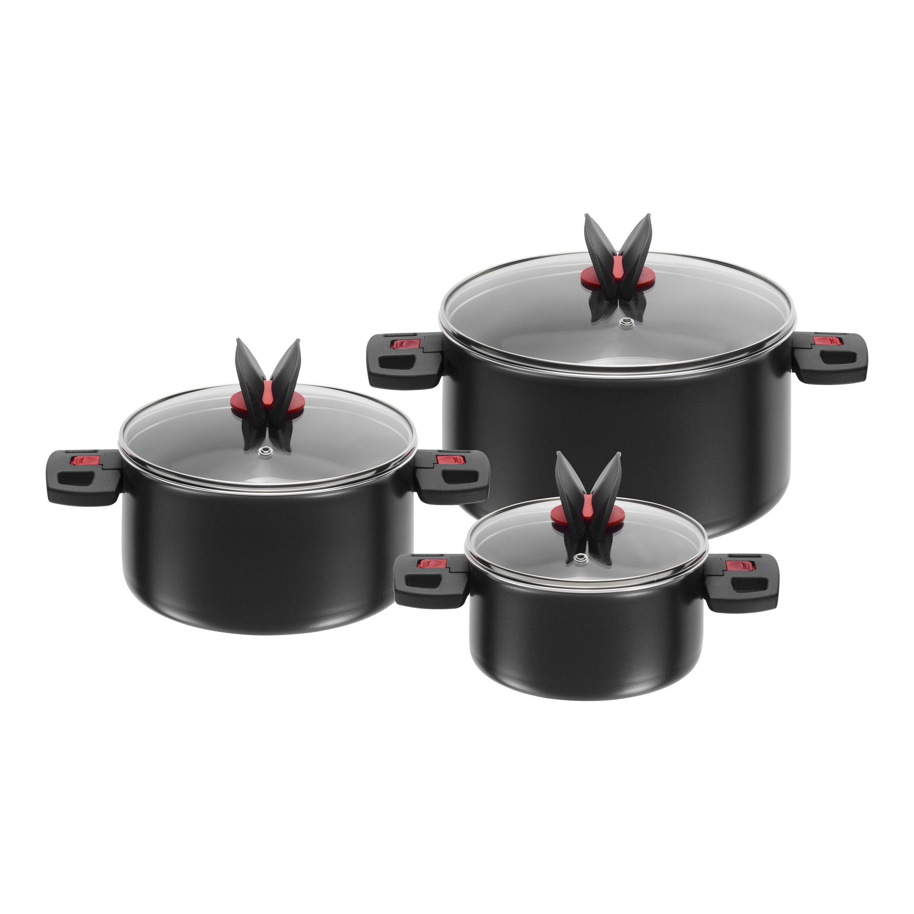 BALLARINI Click & Cook Kochtopfset 3-tlg. Aluminium Schwarz