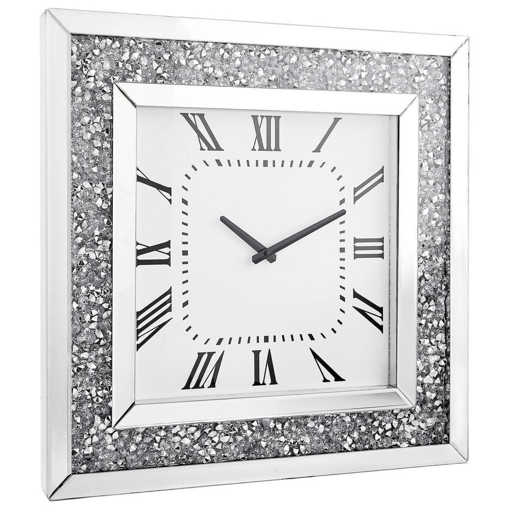 Xora Wanduhr Silber Weiß Glas Holzwerkstoff
