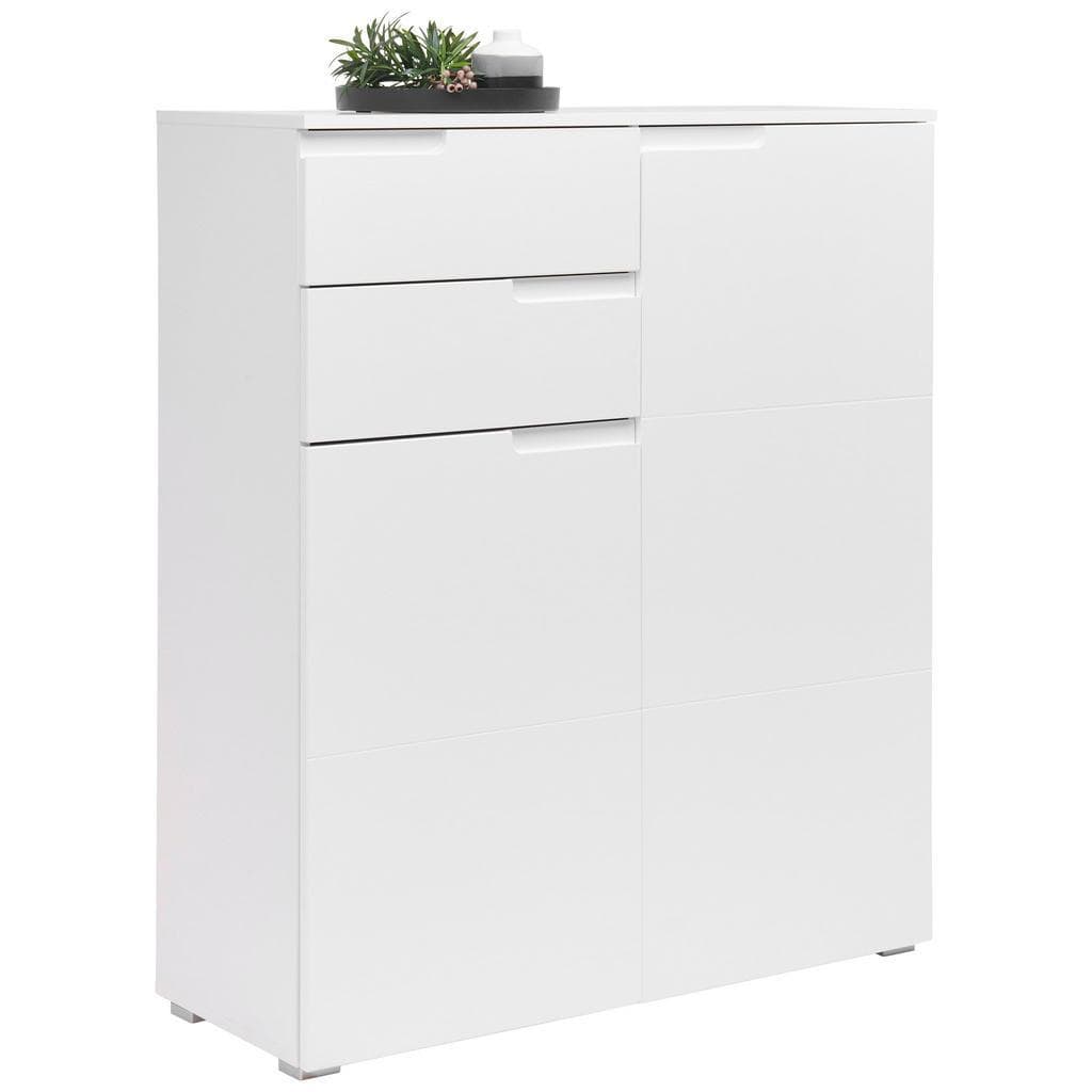 Hochglanz-Kommode in Weiß mit 2 Türen & 2 Schubladen