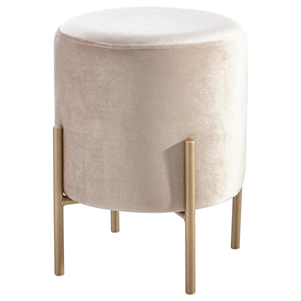 Ambia Home Hocker Beige Gold Metall Textil Rund Wohnzimmer Hocker