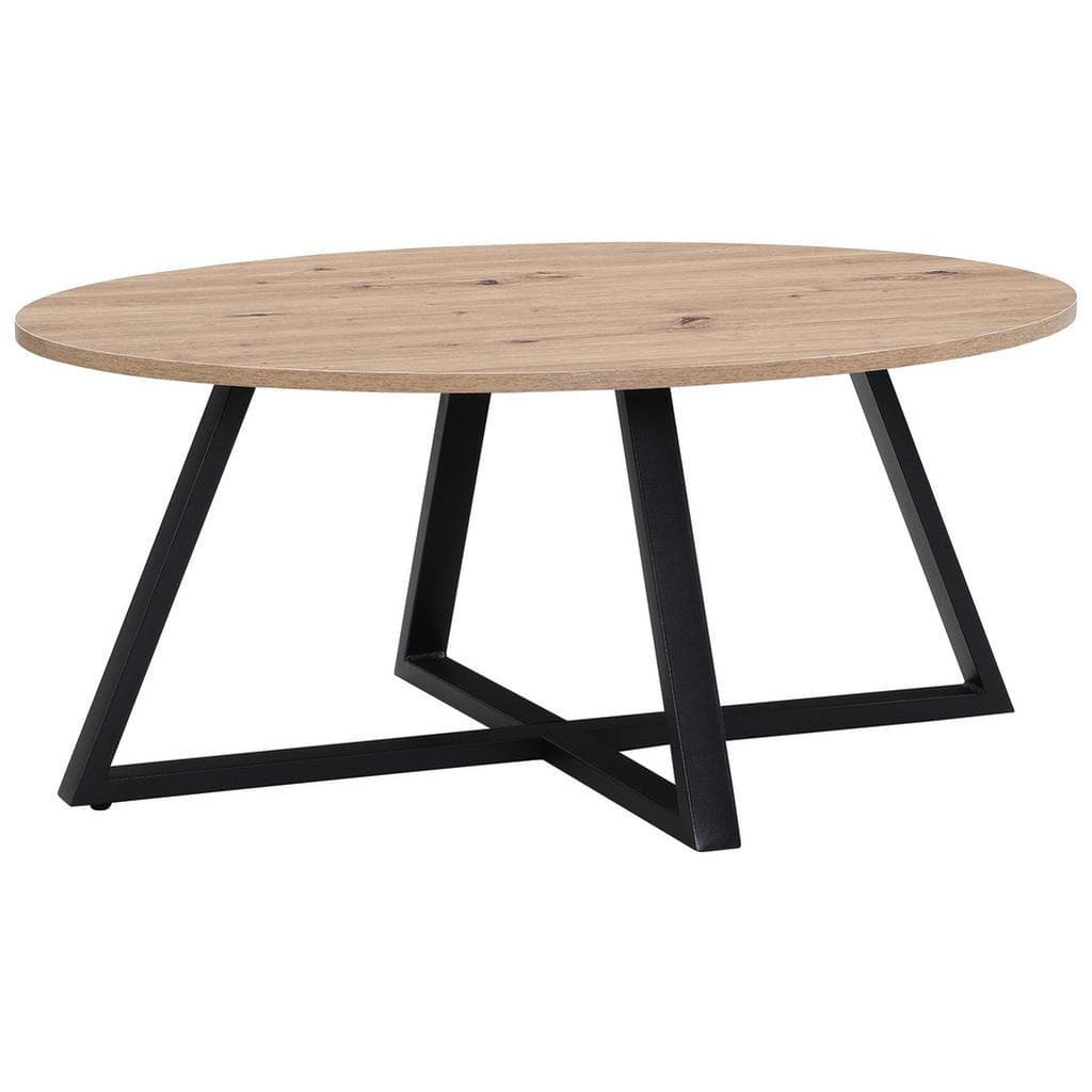 Boxxx Couchtisch Schwarz Eiche Artisan Metall Holzwerkstoff Oval