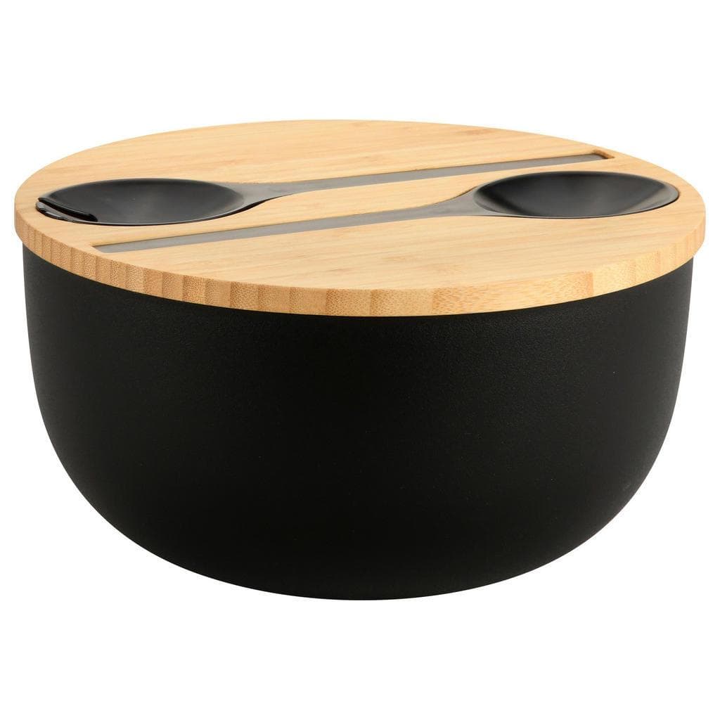 Kesper Salatschüssel 4-teilig Bambus Schwarz Hellbraun