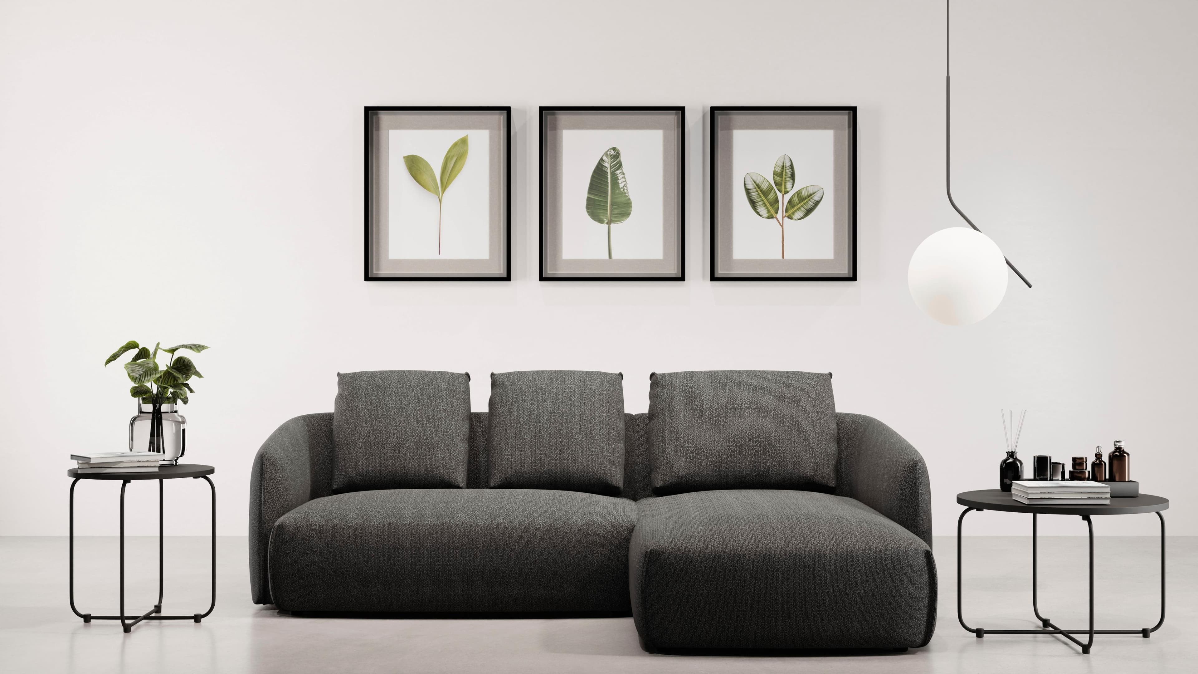 Trendmanufaktur Ecksofa Shawn L-Form Anthrazit mit Recamiere