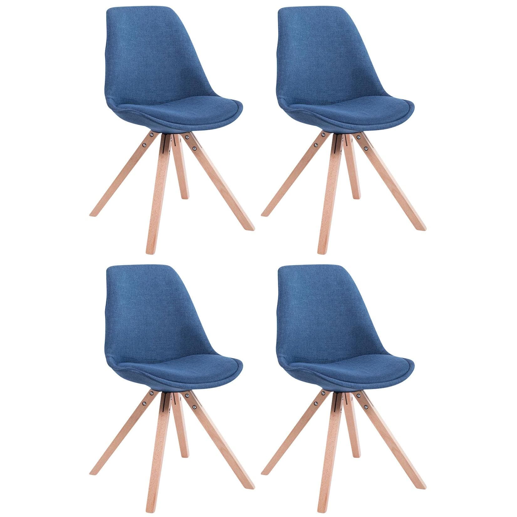 CLP 4er Set Esszimmer-Stuhl Toulouse Stoff Square mit Stoffbezug und hochwertigem Sitzpolster