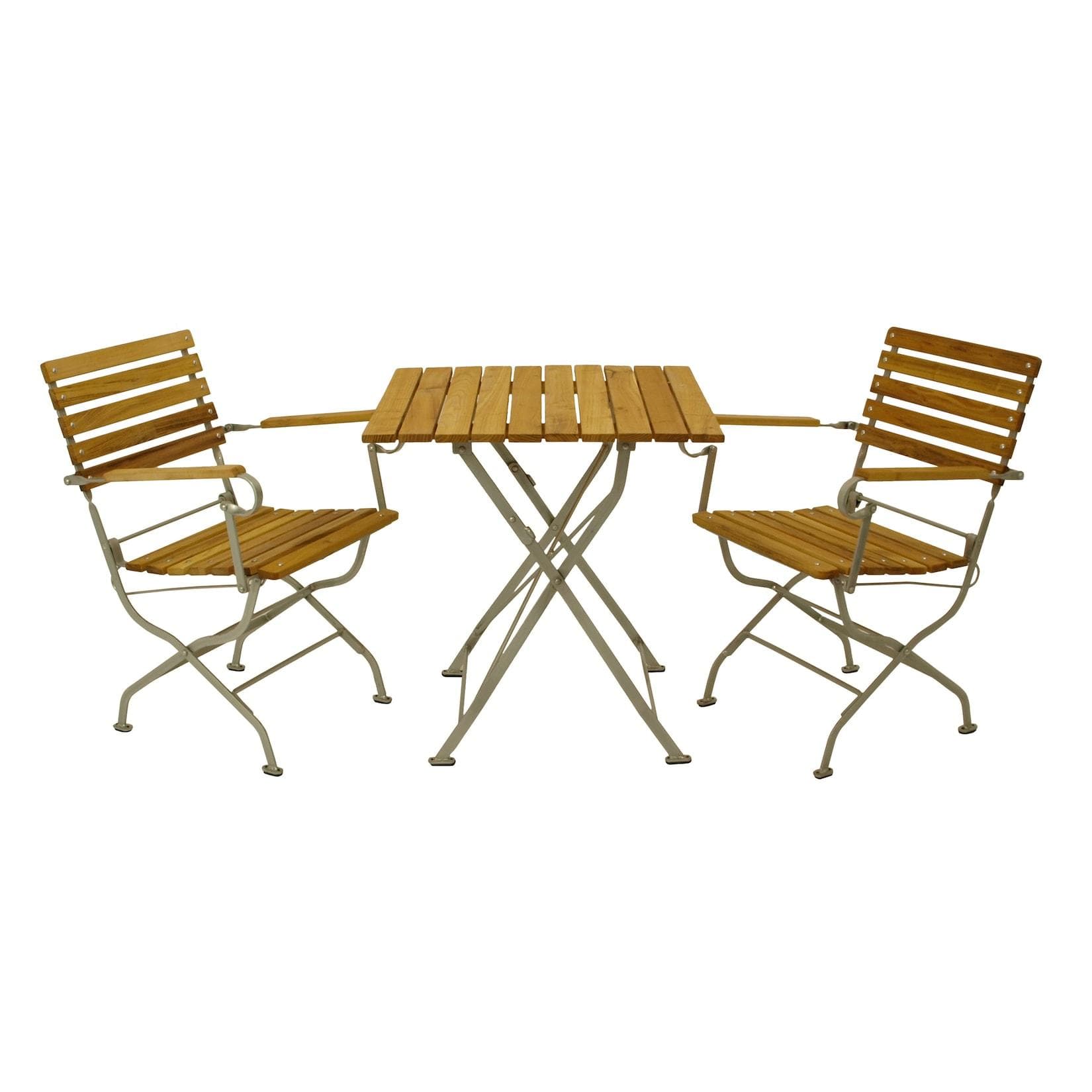 DEGAMO Klappgarnitur PASSAU 3-teilig, Flachstahl verzinkt + Robinie, klappbar