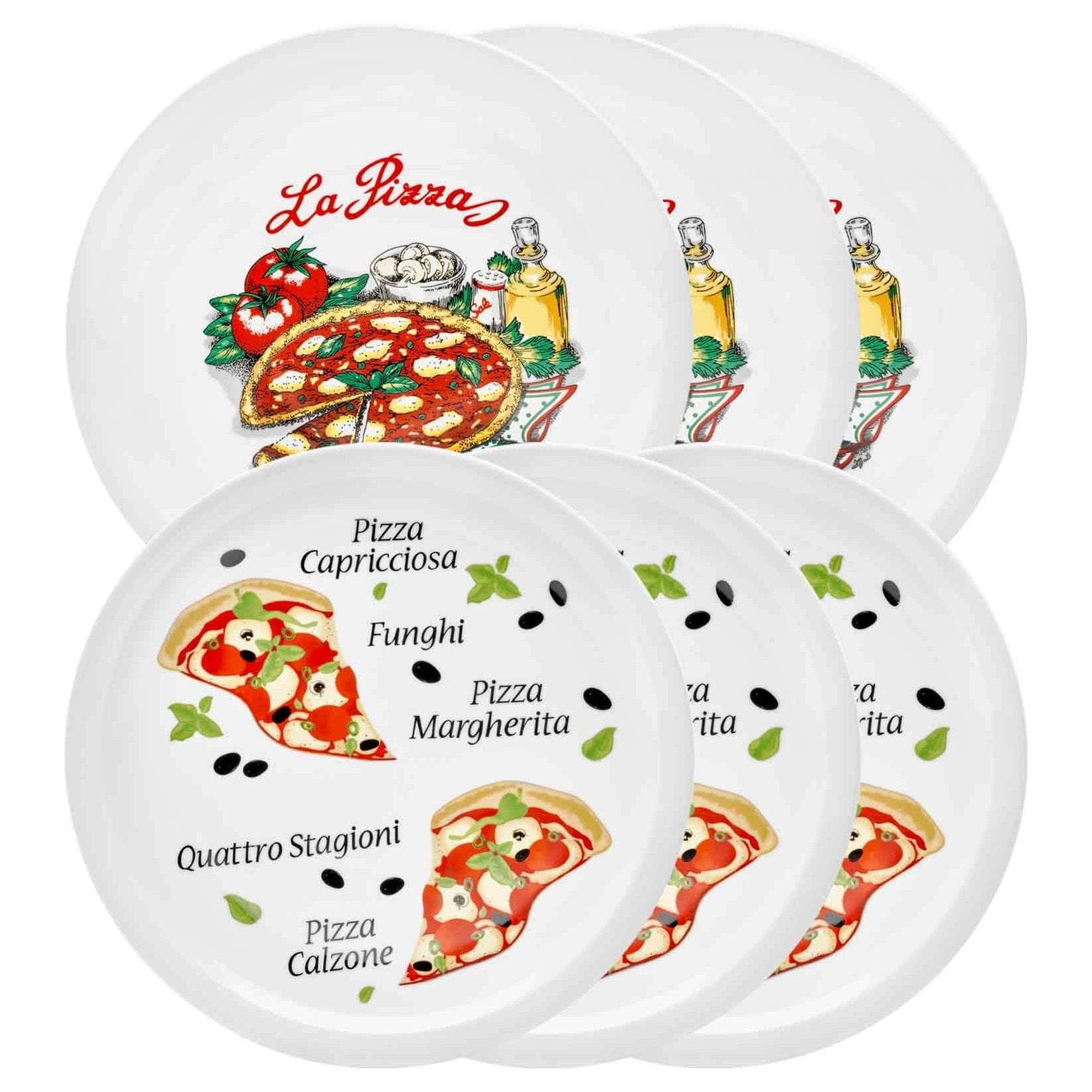 Van Well Pizzateller Set 6-tlg. Bunt Porzellan
