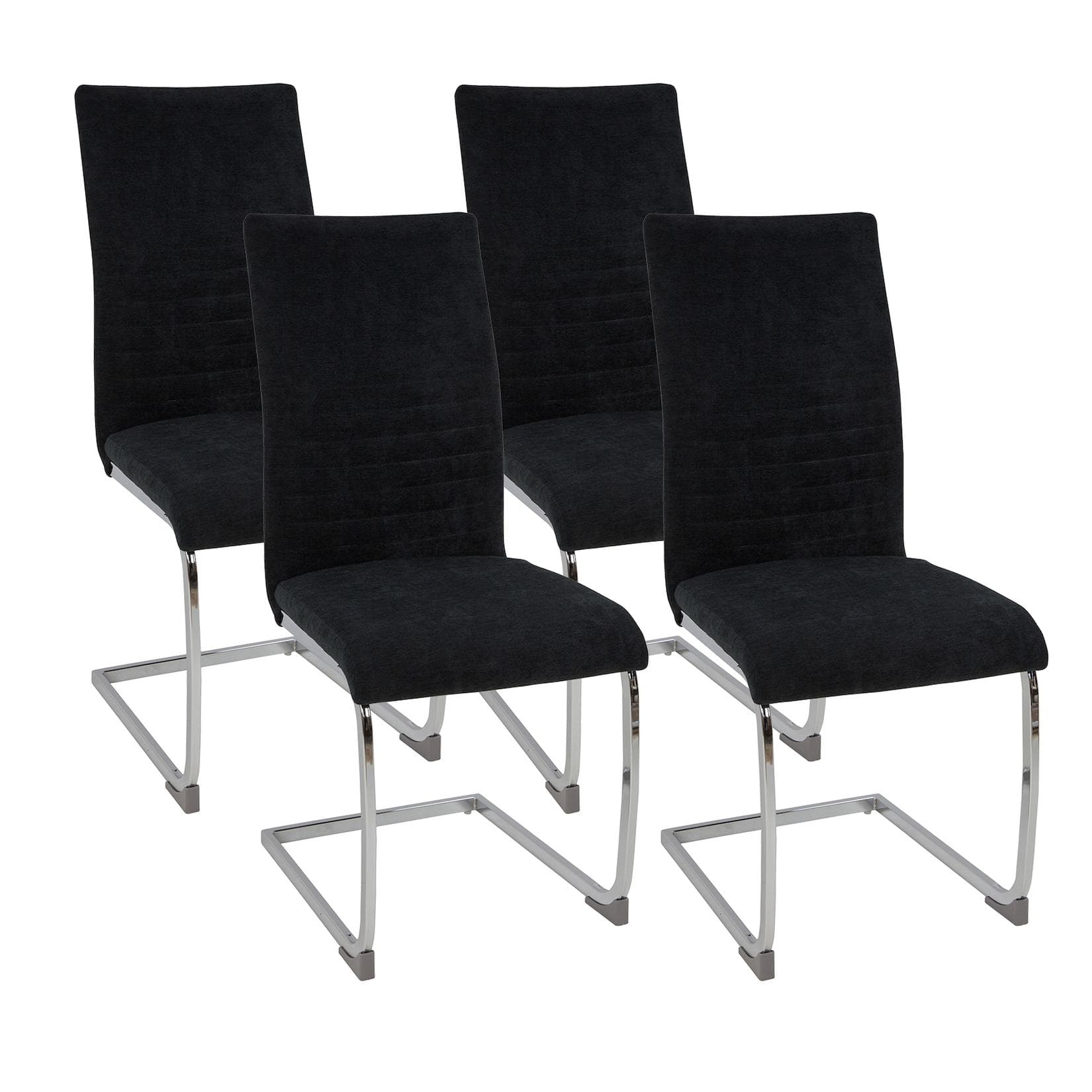 Albatros International Freischwinger LUGANO 4er Set Schwarz Modernes Design Stoff