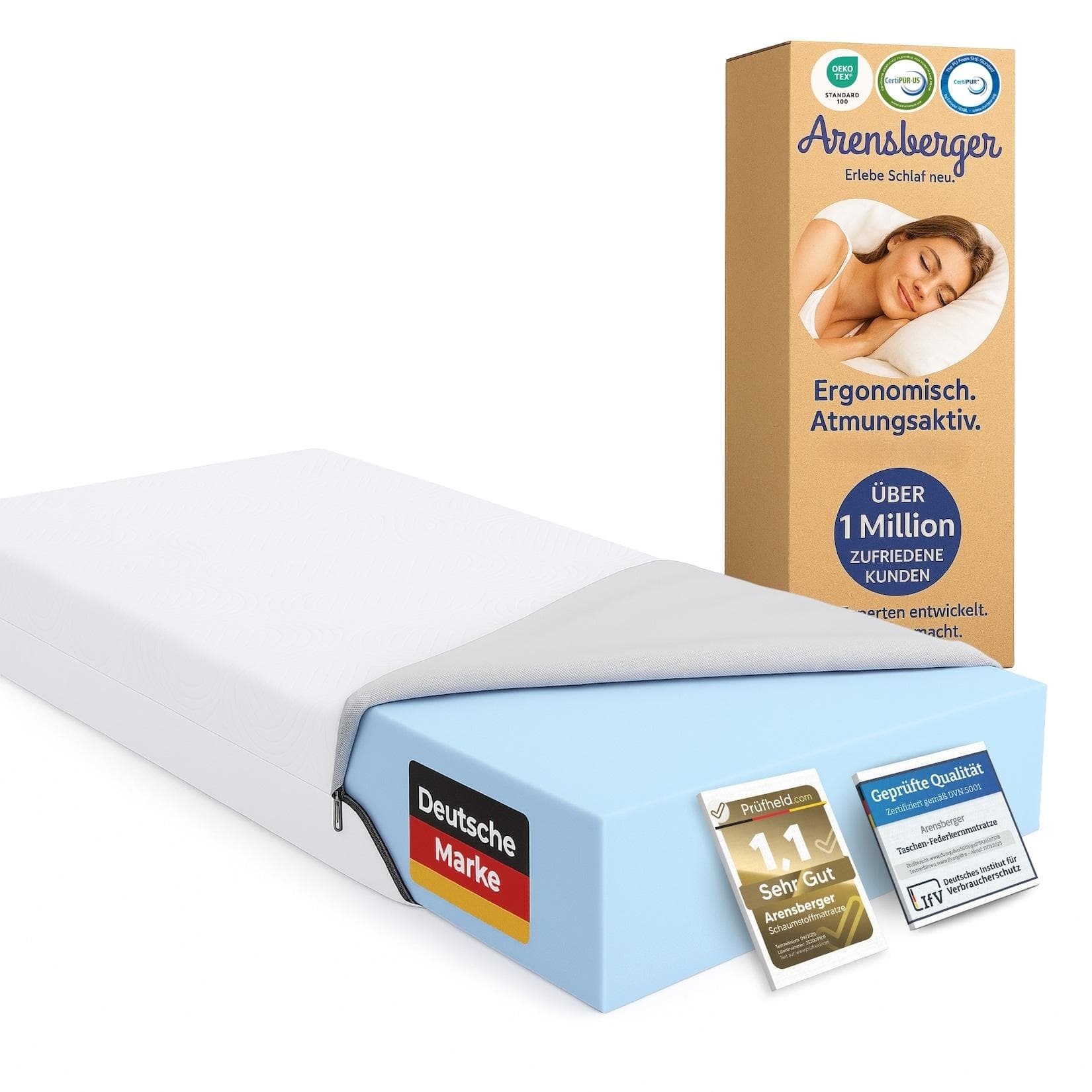 ARENSBERGER LINA Gelschaum-Matratze 100x200 cm NANOCELL® Gel-Schaum