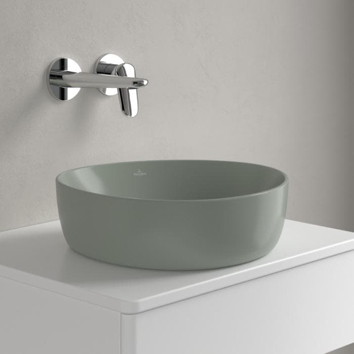Villeroy und Boch Antao Aufsatzwaschtisch 40x39,5cm Asymmetrisch Morning Green C-plus