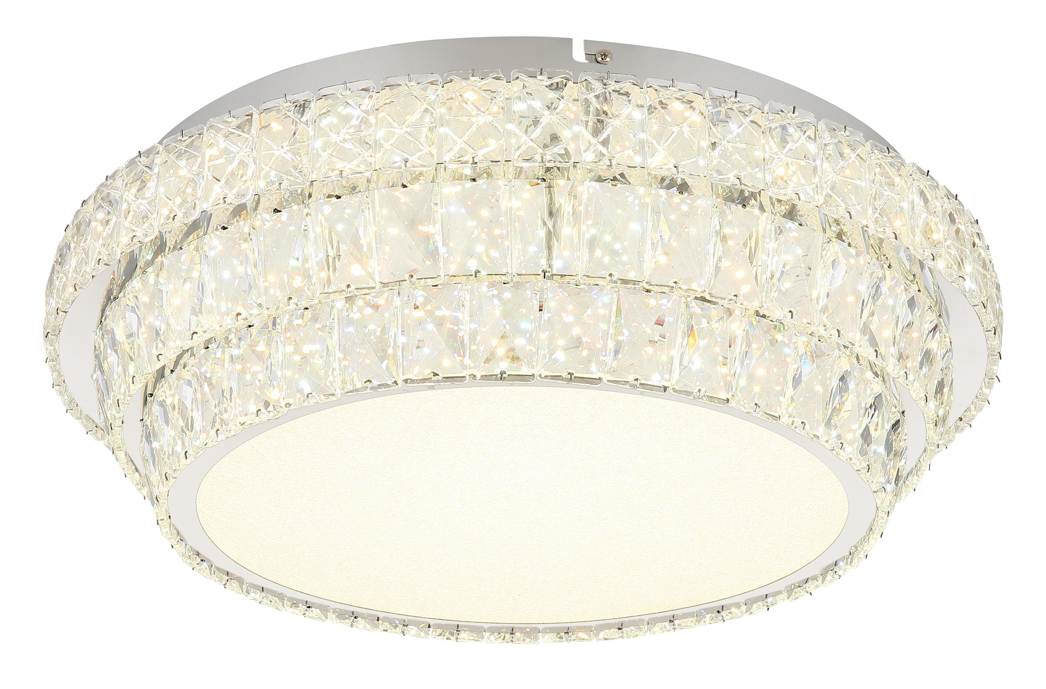 GLOBO LIGHTING LED Deckenleuchte KLARA verchromt mit Kristalldekor