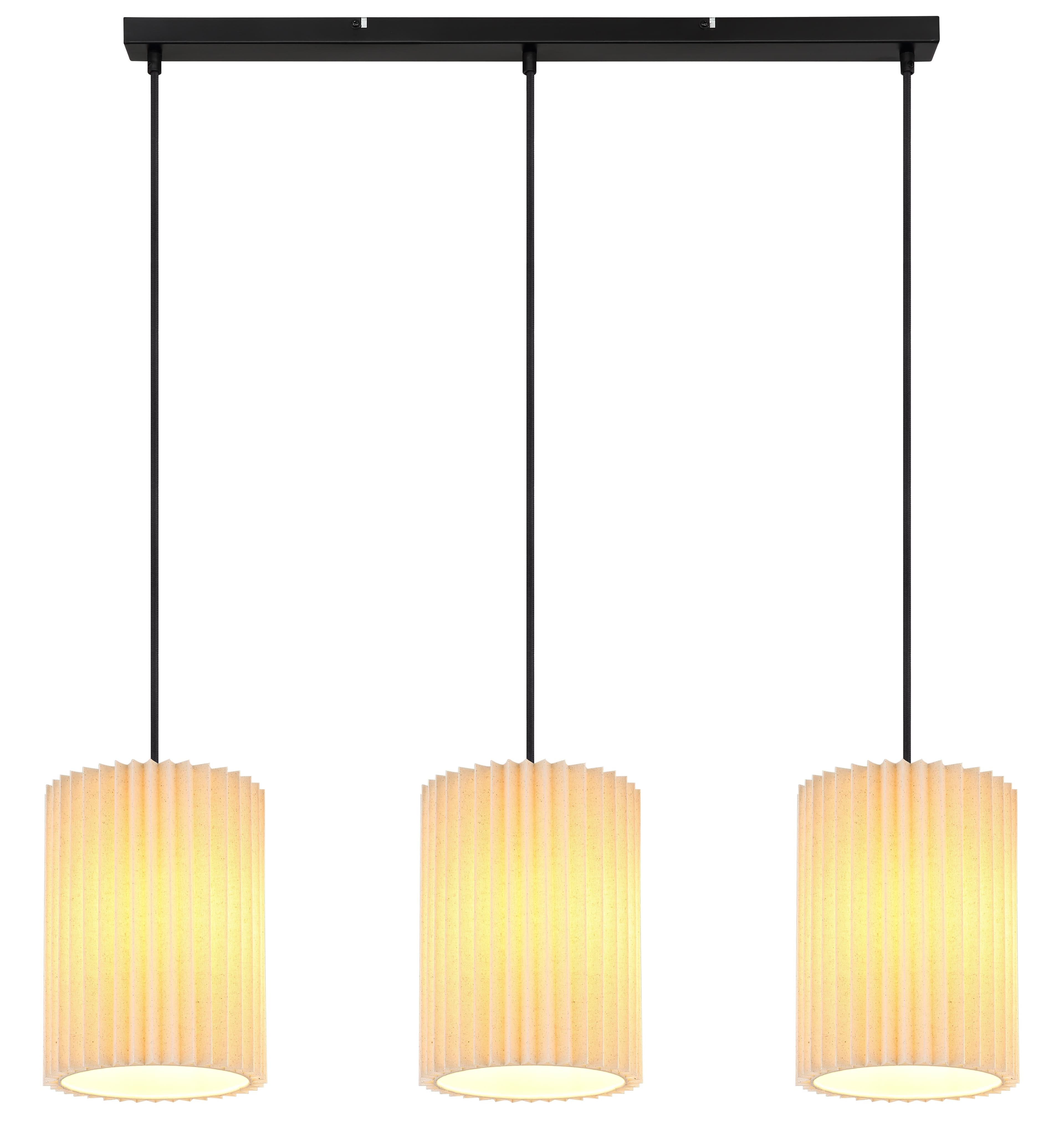 GLOBO LIGHTING Pendelleuchte PAGE 3-flammig Beige Stoff Metall