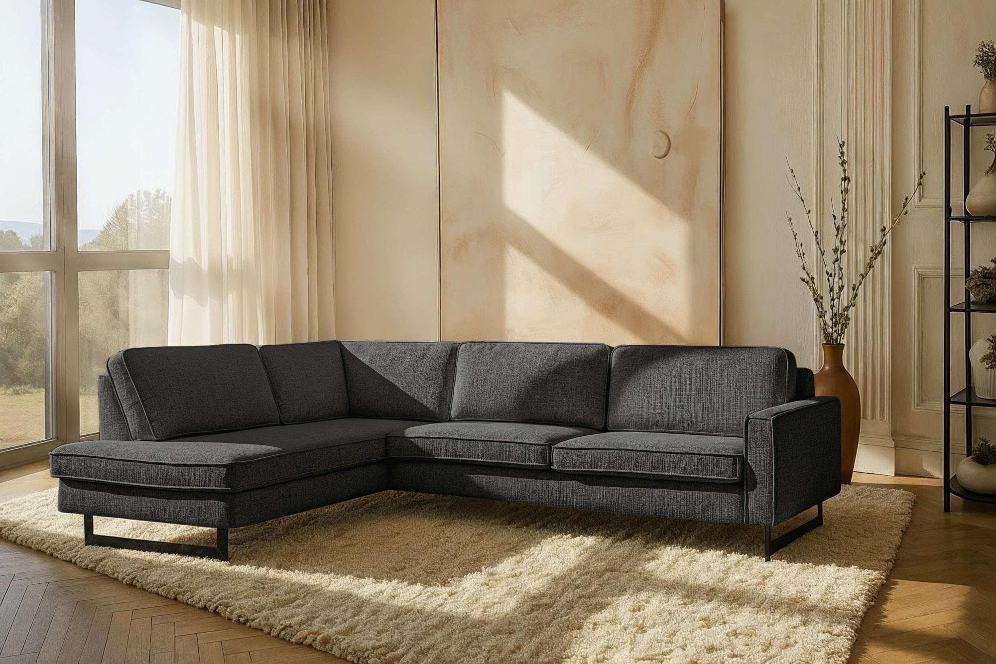 HOME AFFAIRE Ecksofa Pinto 290 cm Chenille Lederoptik