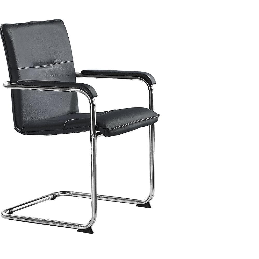 Kaiserkraft Freischwinger Echtleder Schwarz Chrom VE 2 Stk