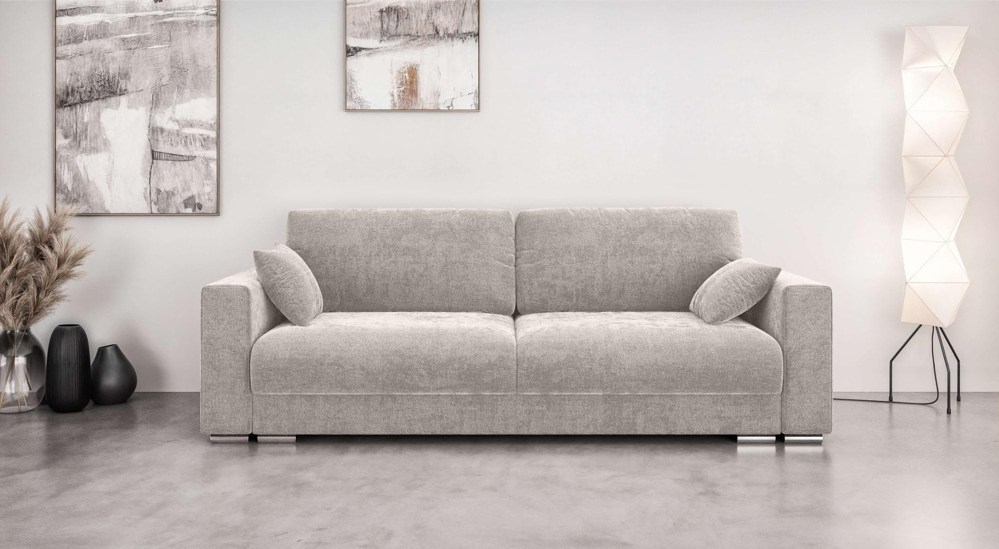 HOME AFFAIRE Stevinson Schlafsofa 3-Sitzer Beige mit Bettkasten